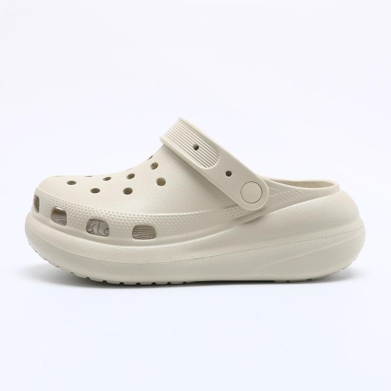 Plain board puffs EVA hole shoes for women's summer new thick-soled heightening non-slip beach cool slippers for women