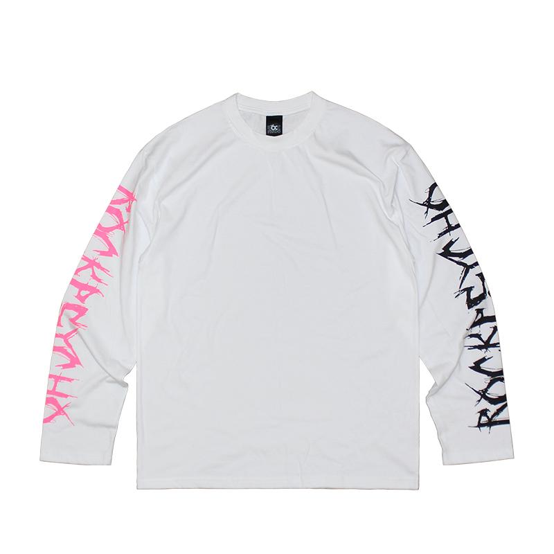 Rock Psycho Two-Arm Lettering Long Sleeve T-Shirt (White) L