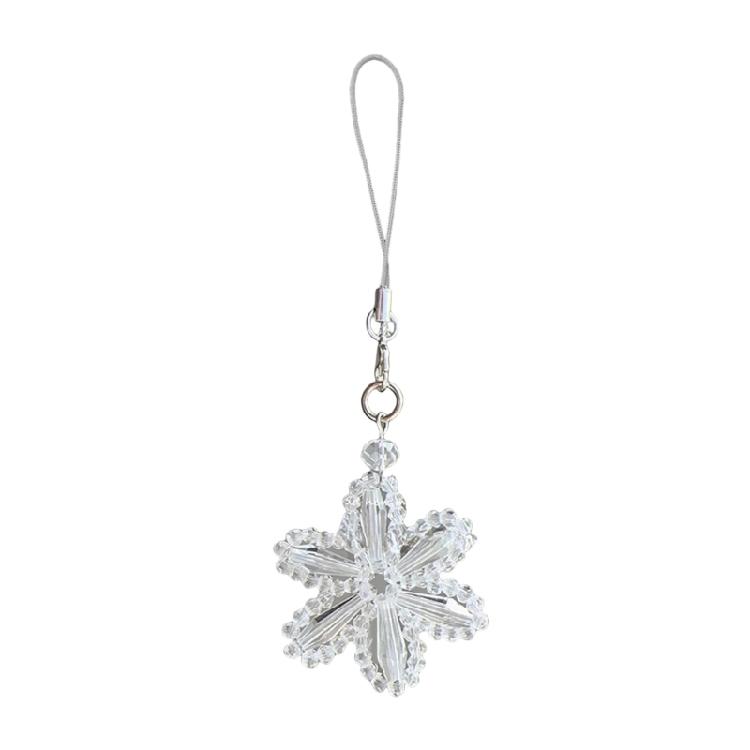 

Fashionable Crystals Bead Snowflake Phone Strap Accessory for Adding Themed Winter Elegant To Your Device Daily Use 1