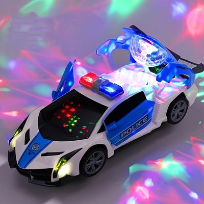 360° Rotating Transforming Toy Car, Electric Light Music Automatic Switch Door Police Car Toy, Fun And Handsome Birthday Gift