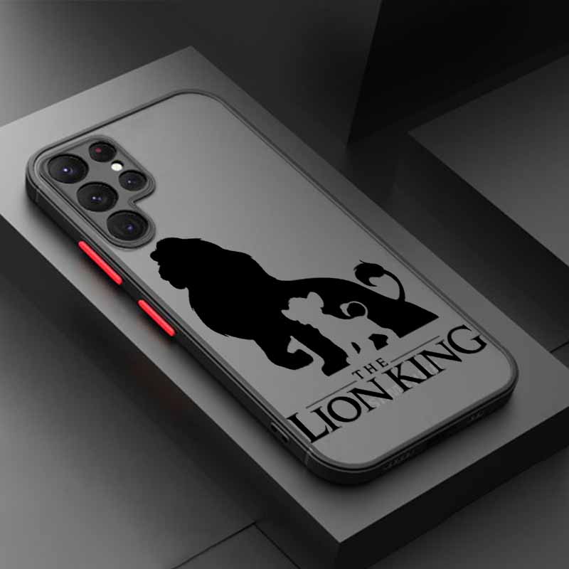 Cute The Lion King Cover For Samsung S25 S24 S23 S22 S21 S20 S10 FE Ultra Plus Lite Frosted Translucent Phone Case
