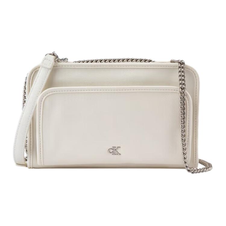 

Calvin Klein Letter Chain Zipper Camera Bag Women Shoulder Bag Milk-White 4K0004G-YAS Ivory