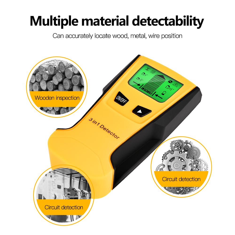 3 In 1 Metal Detector Find Metal Wood Studs AC Voltage Live Wire Detect Wall Scanner Electric Box Finder Wall Detector