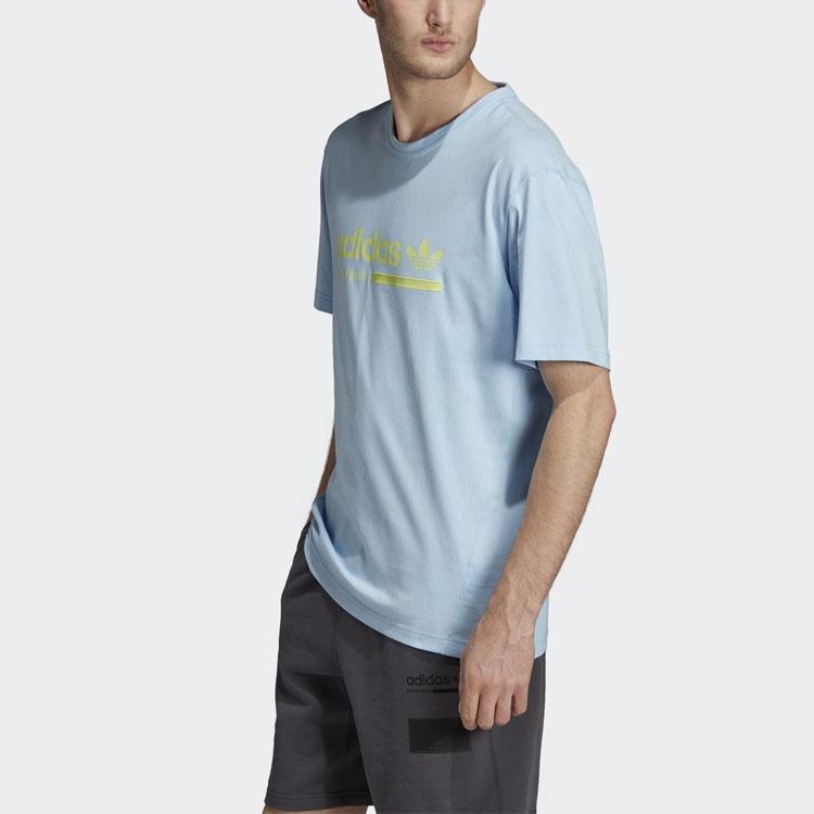adidas Originals Logo Sports Round Neck Short Sleeve Blue Men's DV1929