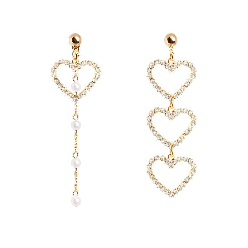 

Корейский Шик Асимметричные Серьги с Жемчугом и Кисточками с Клипсой в виде Персикового Сердца