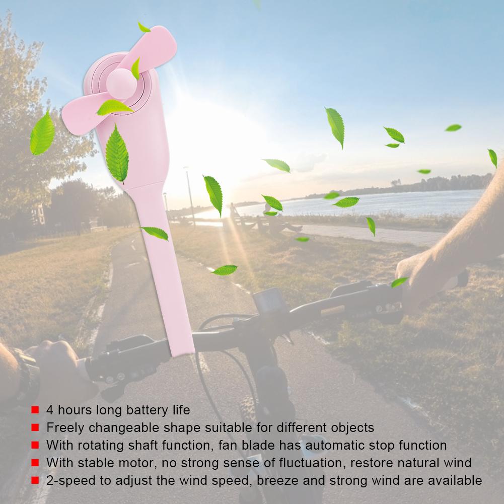 Mini Flexible Fan USB Charging Portable Desktop Bedside Universal Fan Blade Auto Stop(Pink )