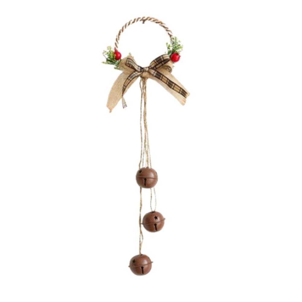 

Retro Christmas Bow Bells Pendant Iron Xmas Tree Hanging Bells Window Display Pendant Style 2