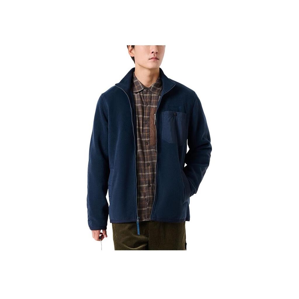 Timberland Solid Color Spliced Outdoor Stand Collar Knitted Jacket Men Jacket Dark-Blue A6NZ1-433