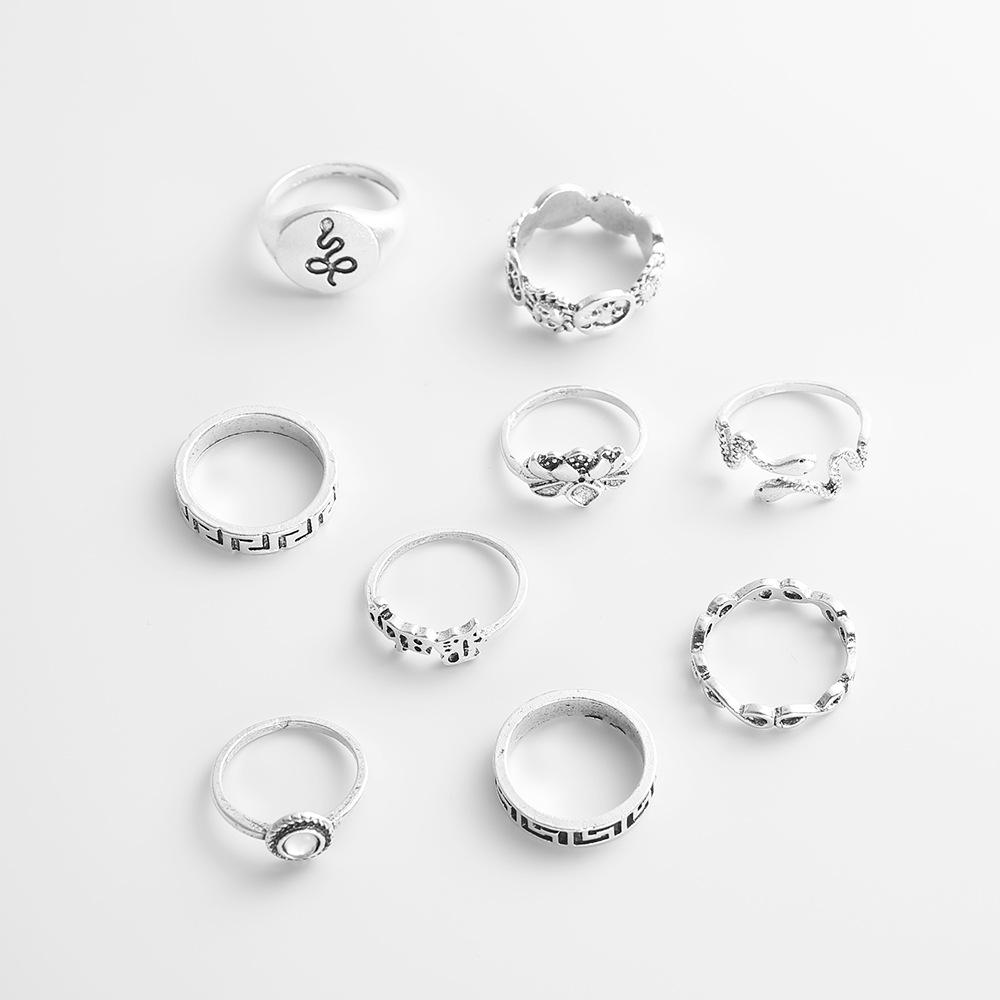 Serpentine Joint Ring Star Diamond Ring 9-Piece Set Diamond Set Ring Jewelry
