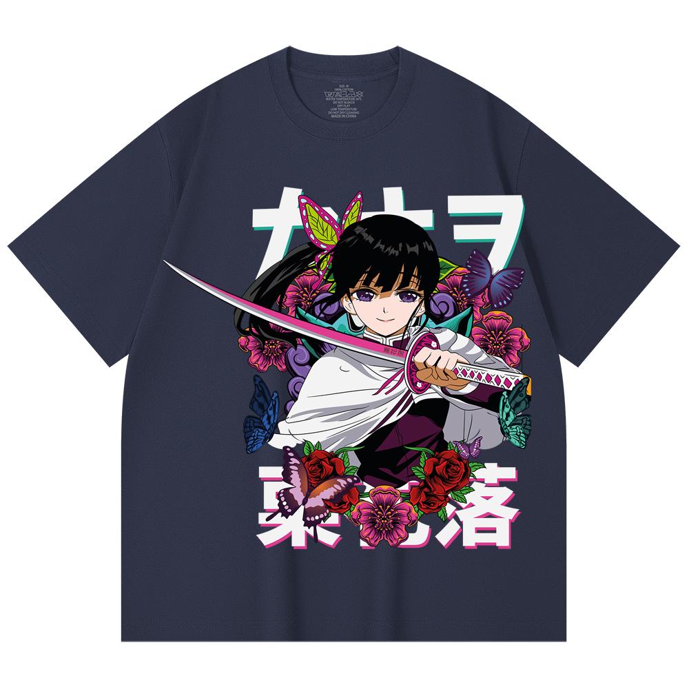 230 Gsm 100% Cotton Demon Slayer V99 Kanao Print Unisex Heavy Cotton T Shirt