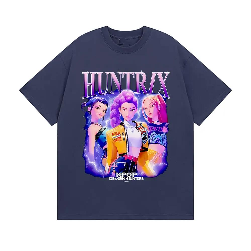 Hot Huntrix Kpop Demon Hunters Movie Graphics Print T-Shirt Men Women High-street Harajuku Fashion Loose Casual Oversized Top Cotton Summer New Tee