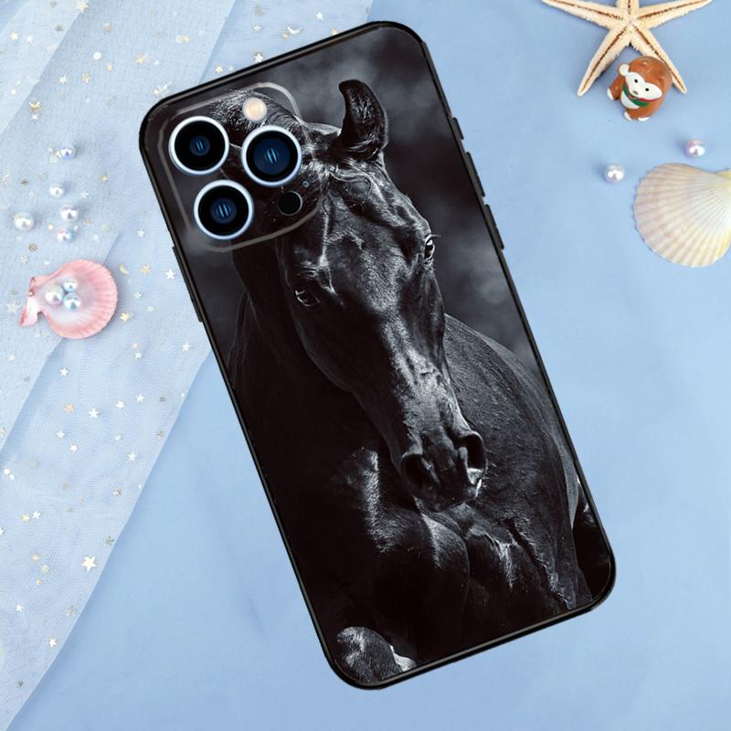 Beautiful Black Horse Case For iPhone 17 Pro Max 16 14 13 12 11 15 Pro Max Plus 12 13 Mini 16e 17 Air Back Cover