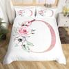 Vintage Flower King Full Queen Duvet Cover Retro Pink Floral Comforter Cover Rose Green Leaves Bedding Set Polyester Quilt Cover