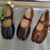 IPPEUM Tabi Shoes Mary Janes 2025 New Fall  Split Toe Flats Burgundy Brown Buckle Plus Size 36-44 Black pu Leather Tabis Loafers