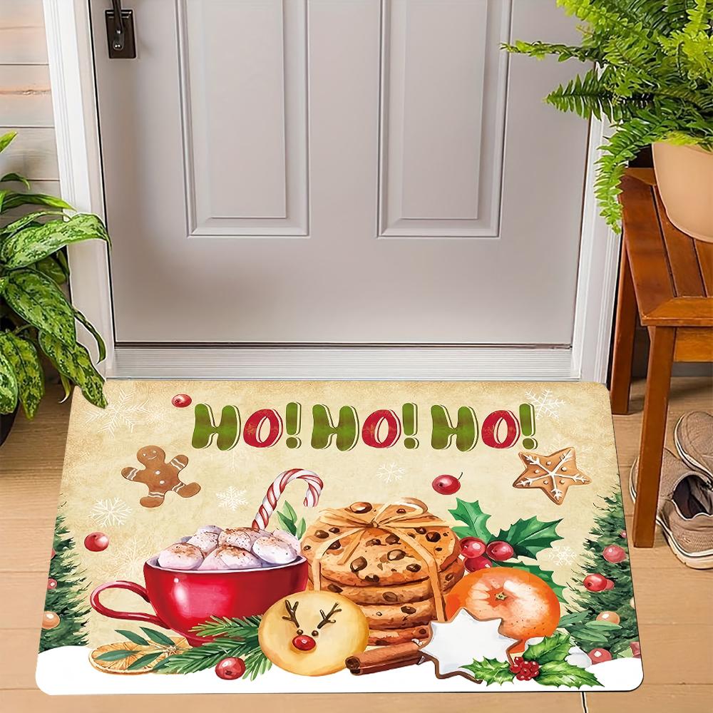 Winter Christmas Print Welcome Doormat Non-Slip Machine Washable Carpet For Living Room Bedroom Bathroom Kitchen Laundry Rug