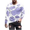 Spring and Autumn Round Neck Spotted Cow Pattern 3D Printed Top Fashionable Casual Long Sleeved Men's T-shirts