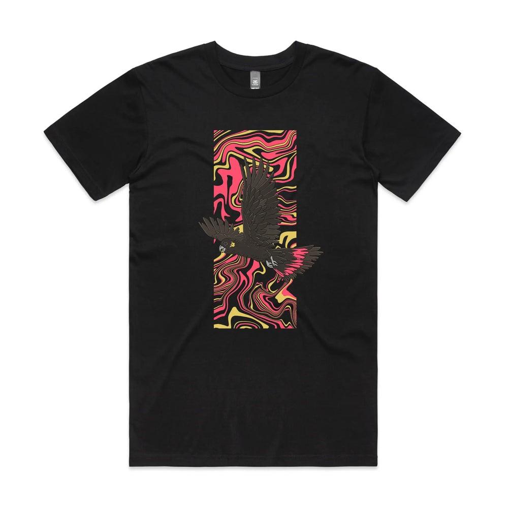 Black Cockatoo Swirl Tee Psychedelic Australian Bird Graphic T-Shirt S разноцветный