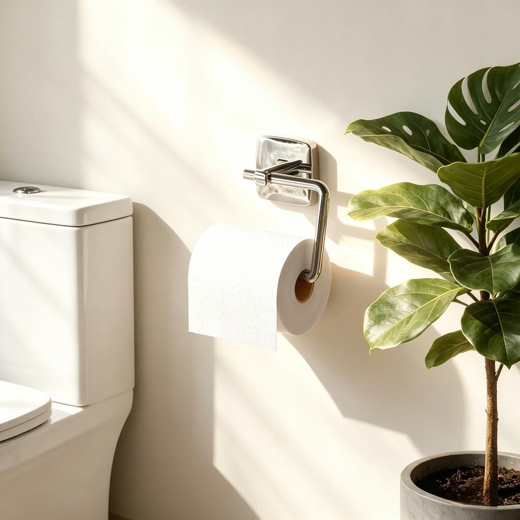 Metalique 51021A-CR Modern Chrome Wall-mounted Durable Stainless Steel Ring Zinc Alloy Base Toilet Tissue Roll Paper Holder