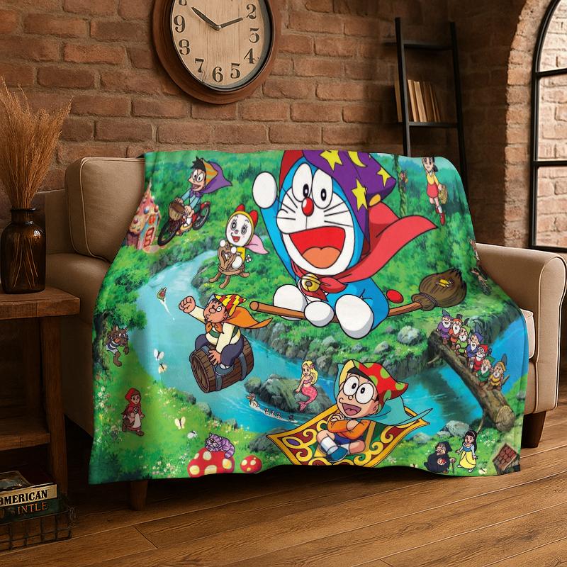 

Cartoon D-Doraemon Dream Anime Flannel Blanket Soft Warm Throw Blanket for Bedroom Living Room Bed Travel Camping Picnic Kid 75x90cm