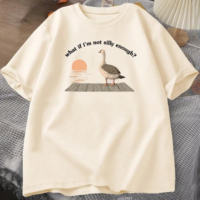 Funny Goose T-Shirt Duck Tshirt Trending Tee Print T-Shirt Casual Short Sleeve O-Neck Tshirt Vintage Clothing Tee Loose Clothing