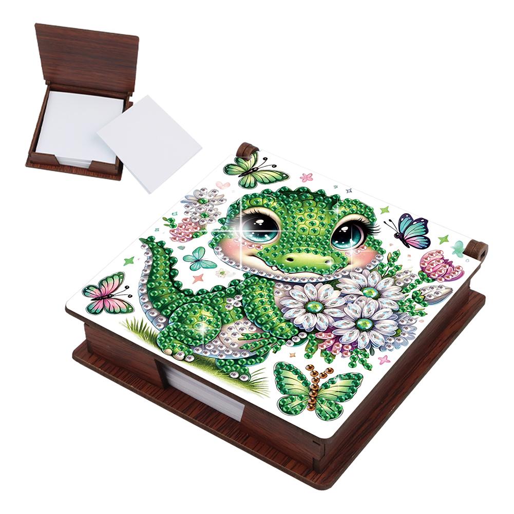 Animals Gem Painting Memo Pad Holder Mosaic Kit Contains 160 Sheets of Paper Rhinestones Post It Dispenser for Adults Beginners