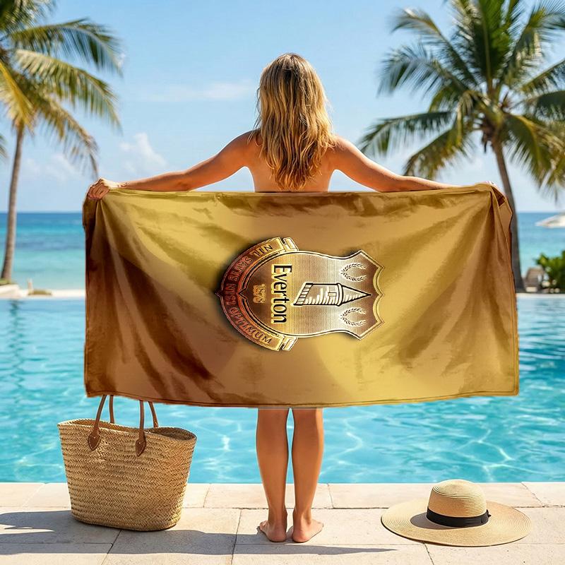 Asciugamano da Spiaggia Calcio Everton Morbido Microfibra Asciugamano Estivo Asciugatura Rapida Assorbente per Spiaggia Piscina Viaggio