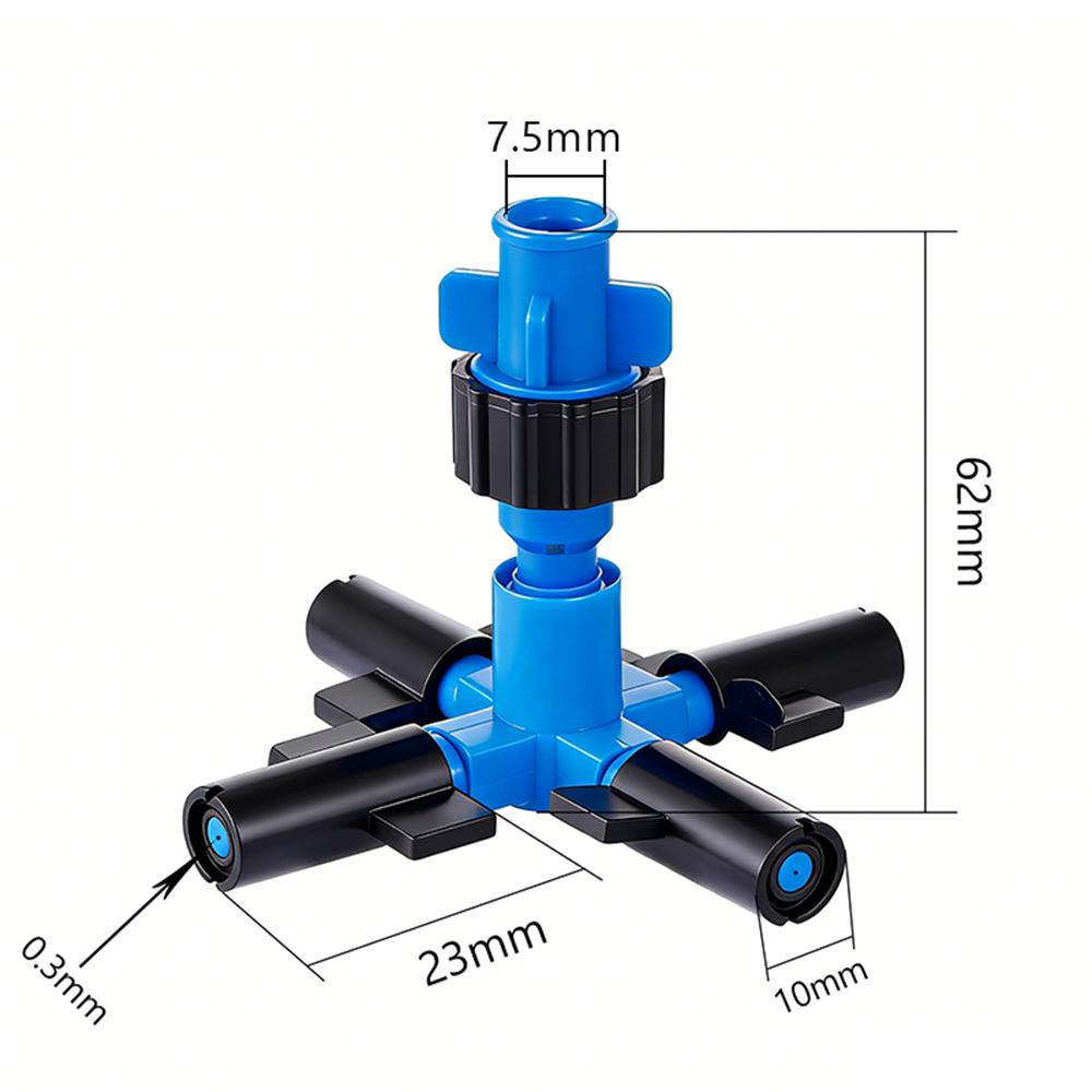 50Pcs Cross-type Mist Nozzle 7.5mm Interface 4-way Garden Greenhouse Farmland Atomization Dust-removal Cooling Watering Sprayer
