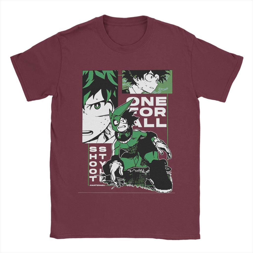 My Hero Academia Deku Anime Tshirt Men's Cotton Top Tee Hip Hop Round Neck Short Sleeve
