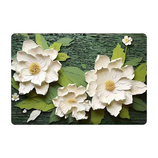 Floor Mat 3D Visual Effect Flower Pattern Non-Slip Backing Rug Living Room Bedroom Hallway Entryway Playroom Decor