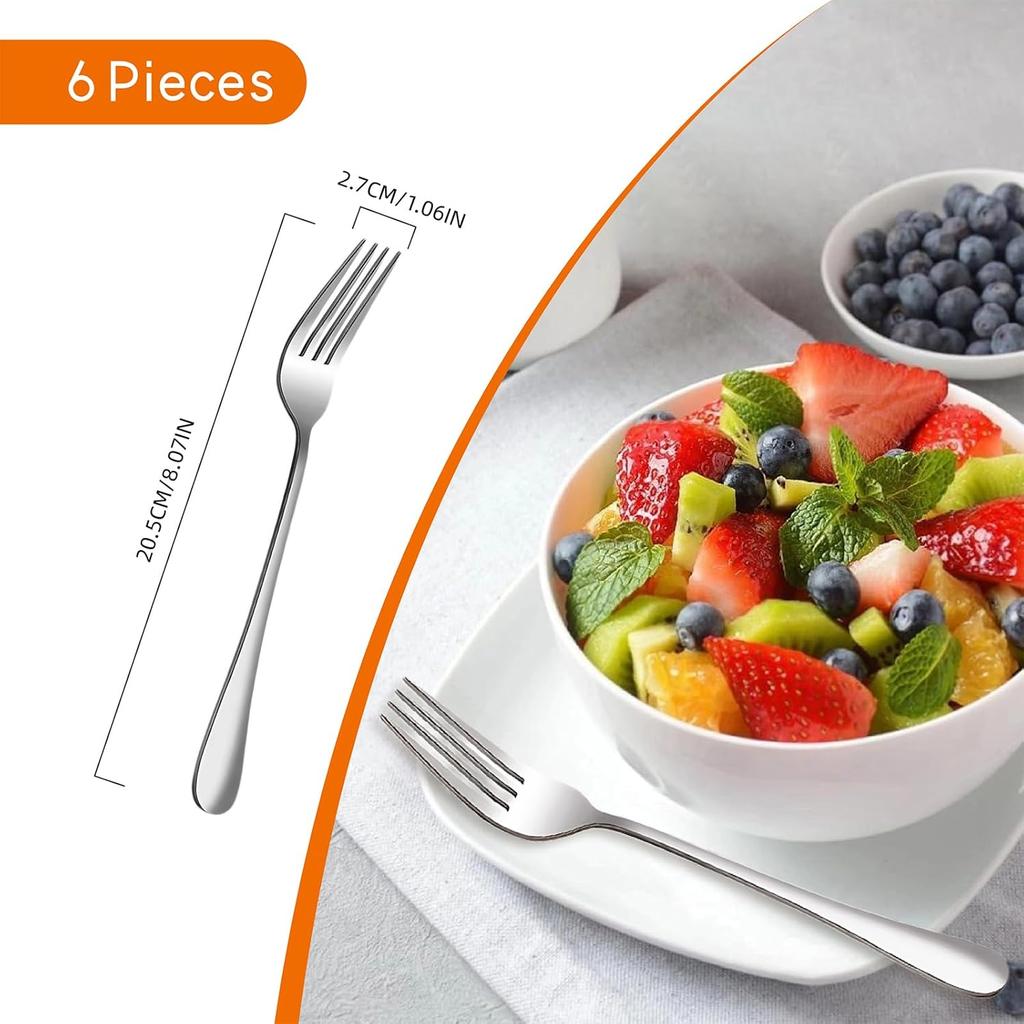 Dinner Forks Set,8 Inches Set of 6 Food Grade Stainless Steel Silverware Forks,Table Forks,Flatware Forks,Mirror Finish Dishwasher Safe,Use for