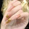 Ruyi Rich Golden Flower Nail Art Decorations: Chinese Style Jade Leaves & Golden Branches with Rhinestones