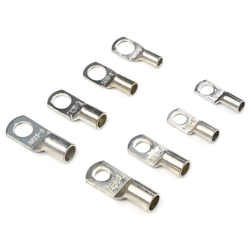 60pcs Battery Bare Copper Ring Lug Terminals Connector Wire Gauge SC6-25 Kit US