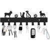 Wall Mounted Key Holder 8 Hooks, Entryway Key Rack with Hooks, Dog Cat Decor Key Hook Rack, Self Adhesive Key Organizer for Living Room