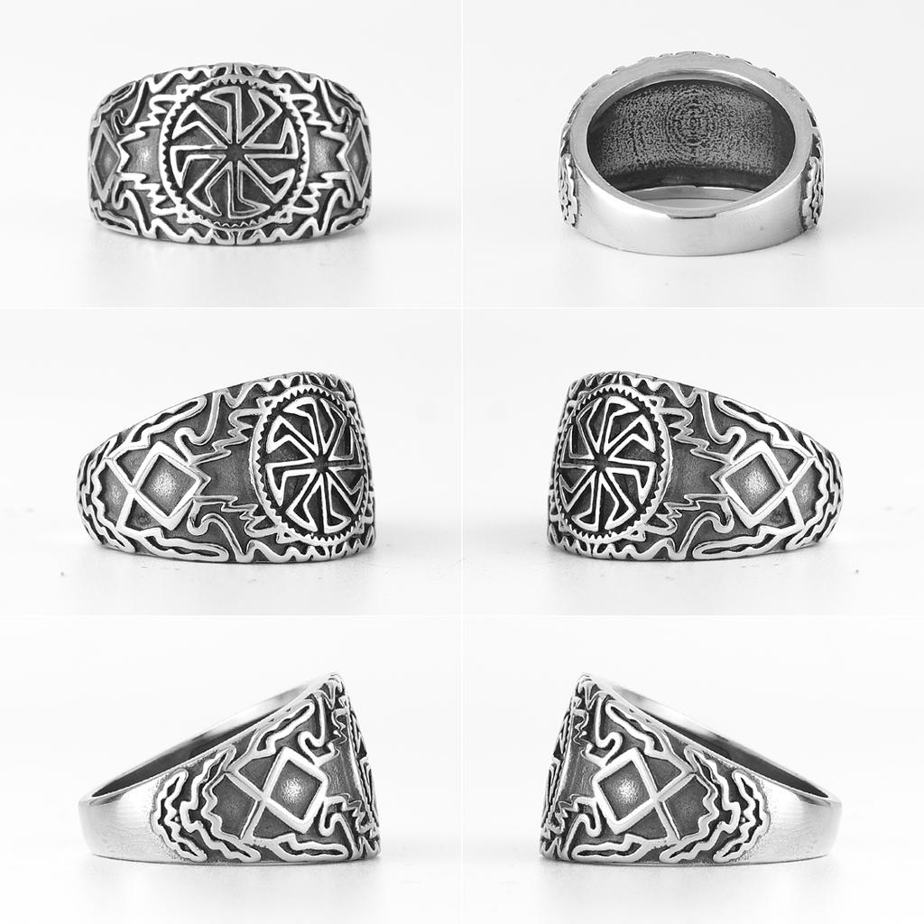 Vintage Viking Norse Mythology Stainless Steel Ring for Men Punk Hip Hop Jewelry Gift Boyfriend Creative Design