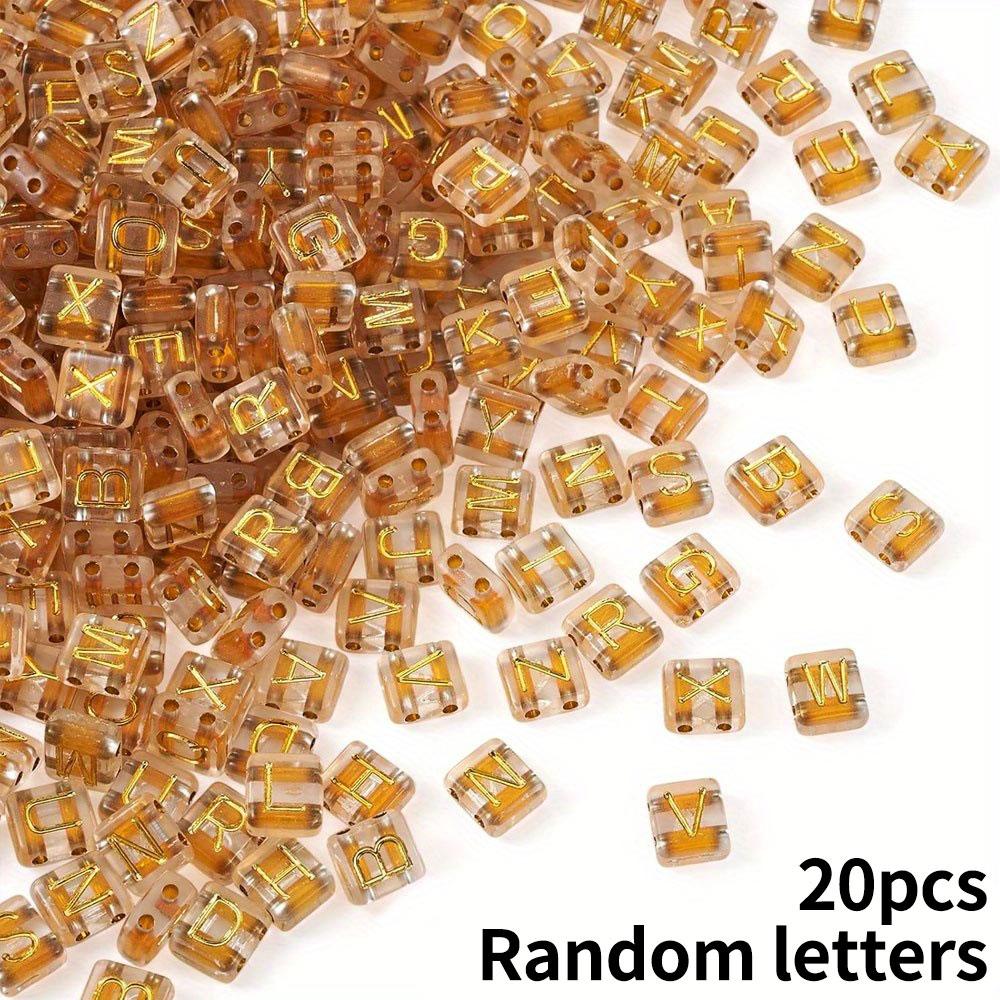 

20/40/80 шт. прямоугольные акриловые бусины в форме букв 8,5x7,5x4 мм прозрачные золотые буквы алфавита разделительные бусины с многорядными звеньями для изготовления ювелирных изделий 20pcs