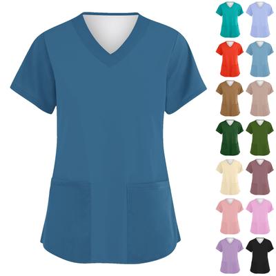 Women's Fashion V-Neck Short Sleeve Overalls With Pockets  Print Tops  Clothes