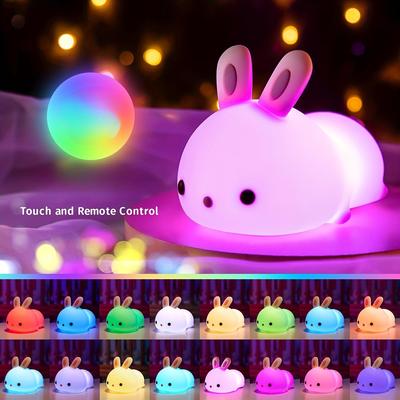 1PC Creative Gift Bedside Pat Silicone Light Led Rabbit Night Light