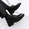 Suit leather shoes autumn British style business dress student height increase casual soft sole black big head shoes