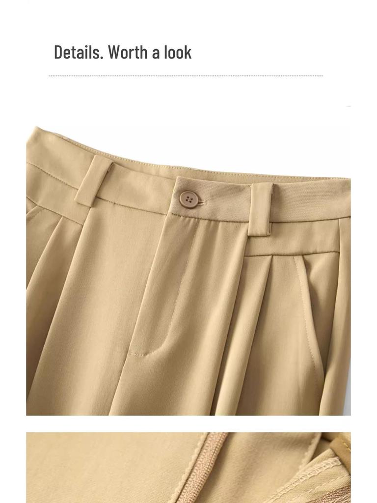 Women's High-End Yellow Wide-Leg Trousers - Spring/Autumn 2025 Style