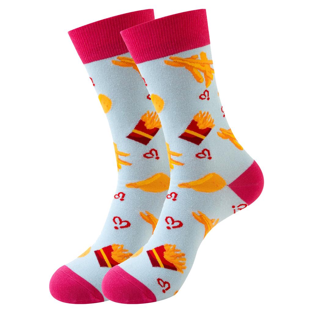 5 Pairs of New Mid-calf Socks: Original Food-themed Trendy Socks for Women – Fun, Quirky and Fashionable