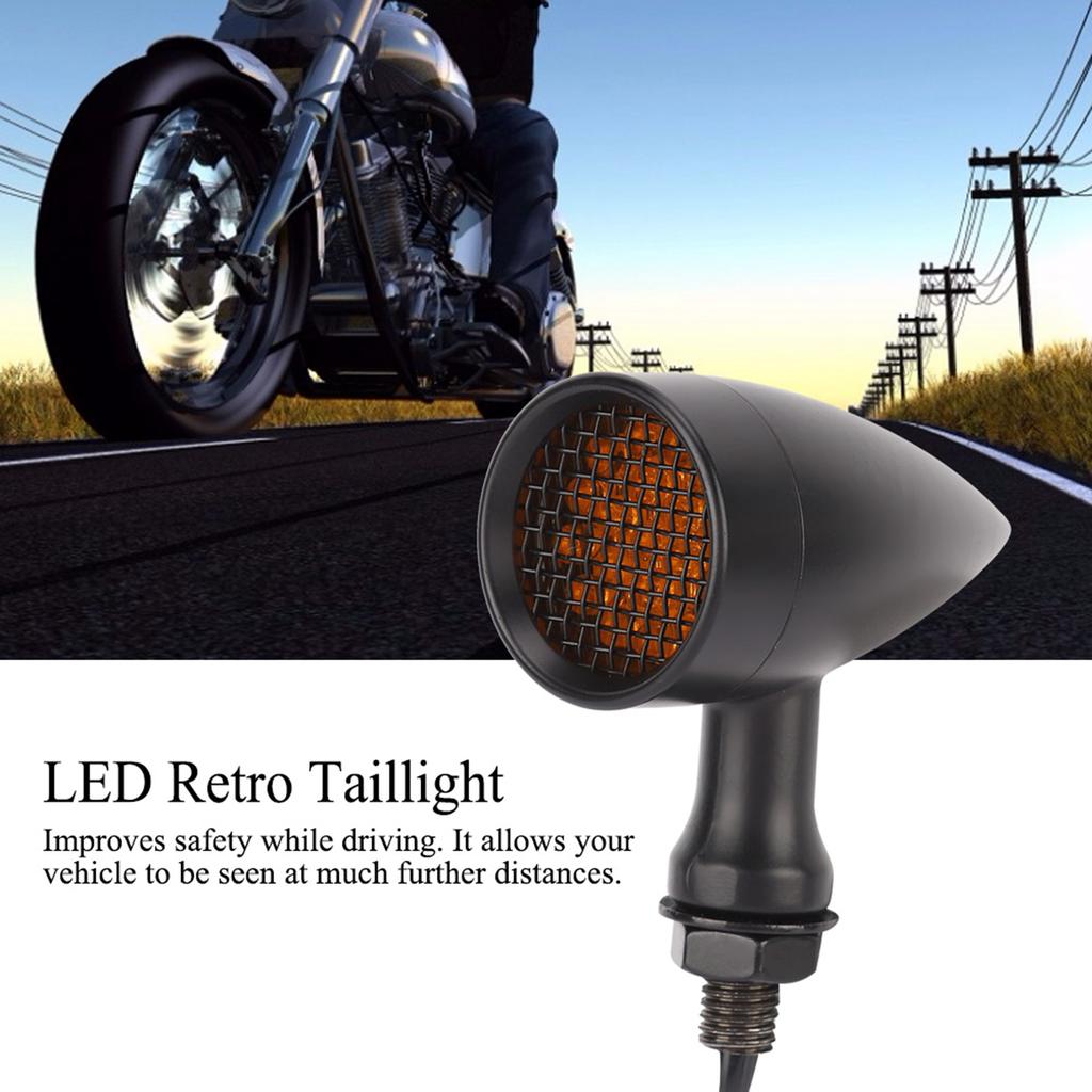 2PCS Universal Aluminum Motorcycle plating Retro LED Bullet Turn Signal Indicator Light