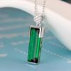 925 Silver Plated Emerald Color Gemstone Necklace for Women with 18K White Gold Pendant Jewelry