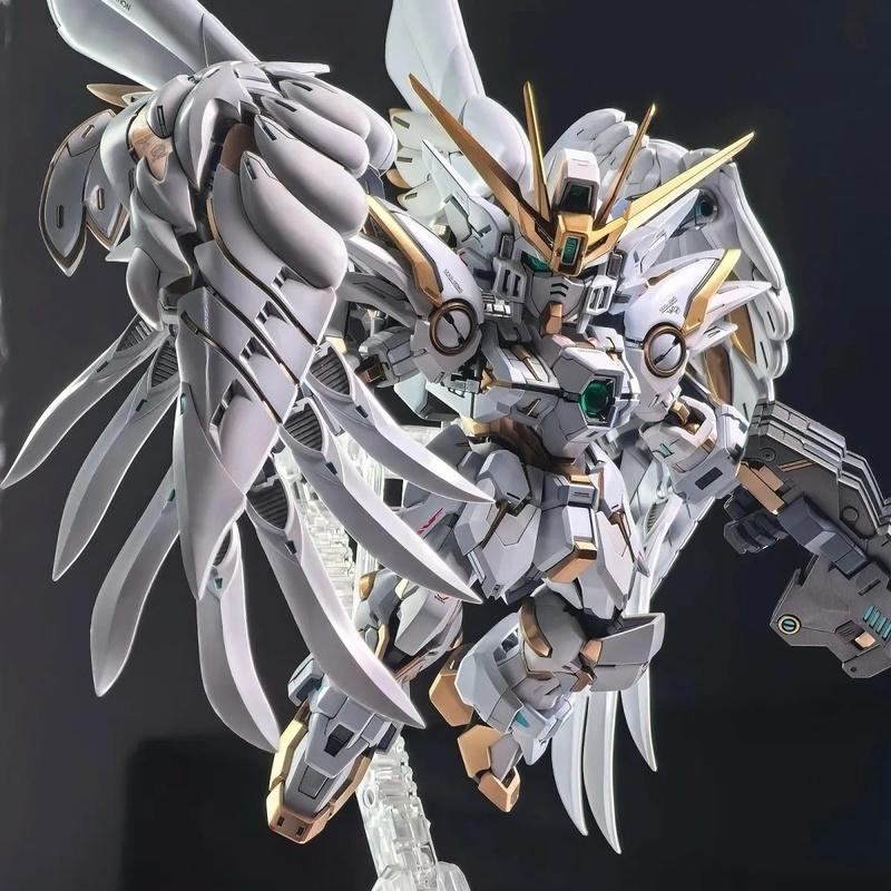GL MGSD Wing Zero EW Snow White Version Angel Feather Drop Mech Assembly Model Kit Action Figure Desktop Decoration Doll Boy Toy