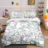 White Bunny Pattern Duvet Cover Set With 3D Printing Design Soft Polyester Bedding Set All-Season Comfort Machine Washable