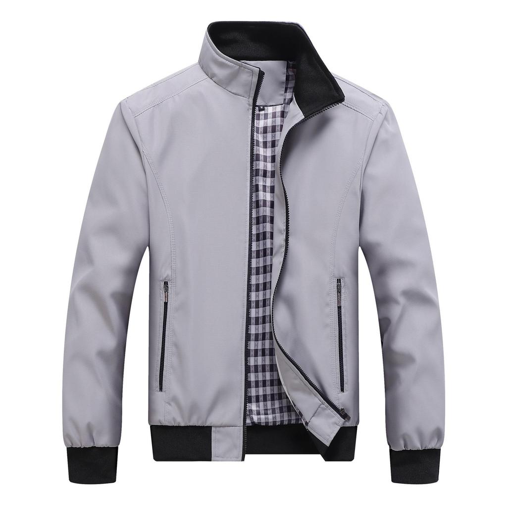 Men's Plus Size Spring & Autumn Casual Business Jacket with Stand Collar