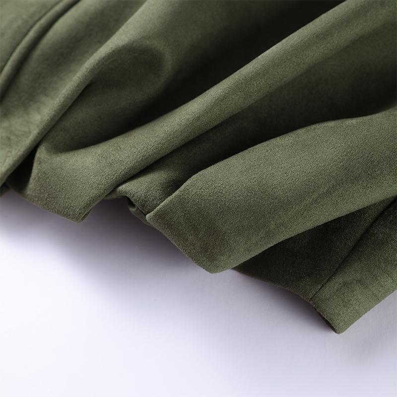 Fashion Suede Zipper Bomber Jacket for Women Vintage Turn Down Collar Long Sleeve Coats Lady New Streetwear Loose Short Outerwear Commute Spring New