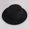 Retro British style flat top top hat couple men and women gentlemen's hat women's autumn and winter big flat brim woolen jazz hat