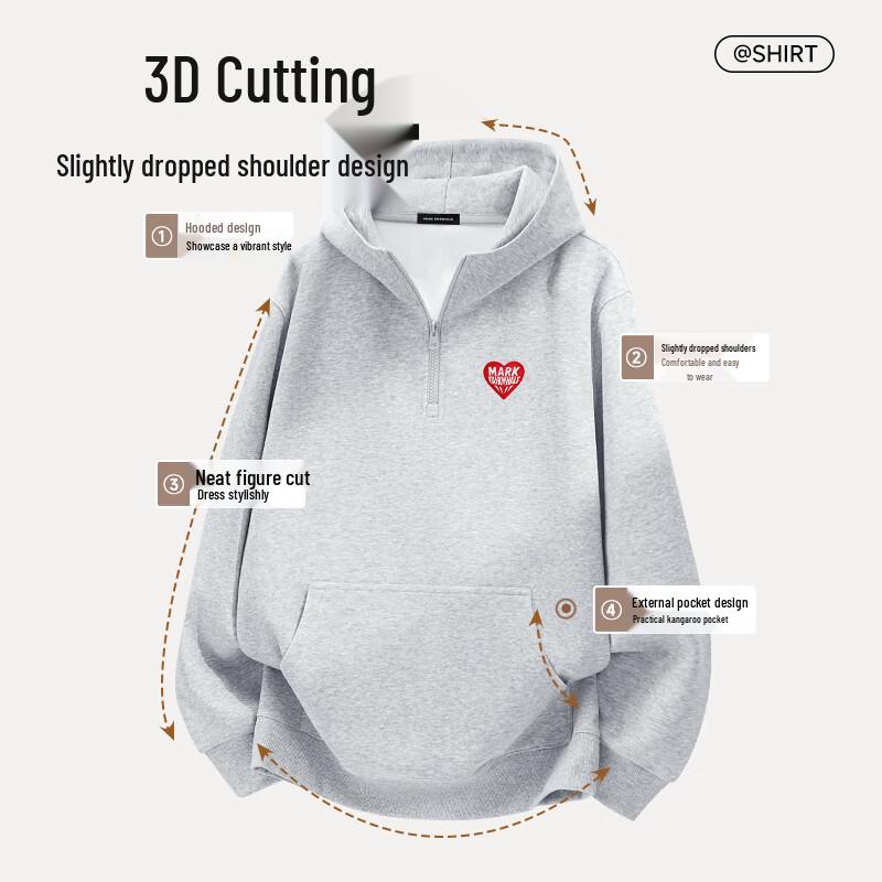 Mark Hua Fei Men's Embroidered Half-Zip Hooded Sweatshirt