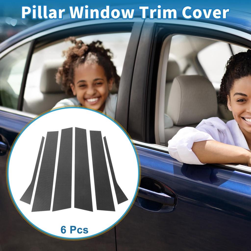 ABSOPRO Door Pillar Window Trim Stickers Pillar Post Door Outer Exterior Covers for VW Jetta Carbon Fiber Pattern Black Anti-Scratch 2009-2012,