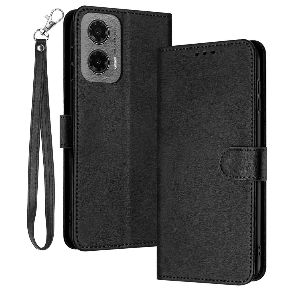 For Motorola Moto G35 5G Case Flip Stand PU Leather Wallet Phone Cover Calf Texture